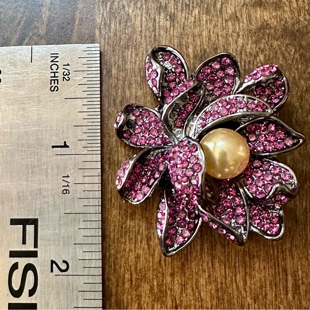 NWOT - Pink and Gold Lotus Blossom Brooch - Picture 10 of 11